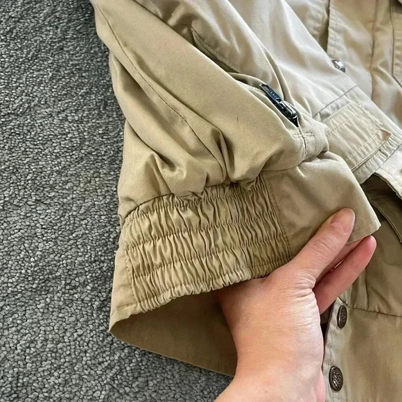 Vintage Outwest Women’s Bomber Jacket S Neutral Tan With Shearling Collar Coat - Picture 15 of 15